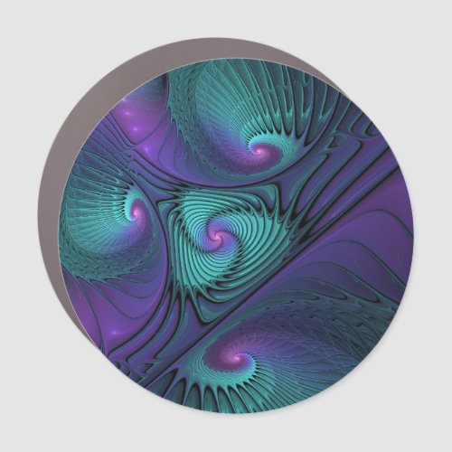 Purple Meets Turquoise Modern Abstract Fractal Art Car Magnet