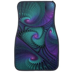 Purple meets Turquoise modern abstract Fractal Art Car Mat