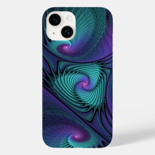 Purple Meets Turquoise Modern Abstract Fractal Art Case_Mate iPhone 14 Case