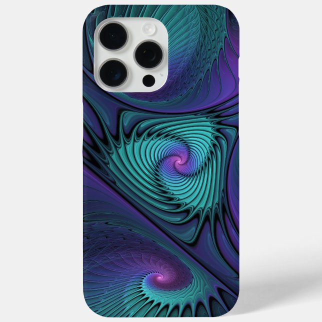 Purple Meets Turquoise Modern Abstract Fractal Art Case-Mate iPhone Case (Back)