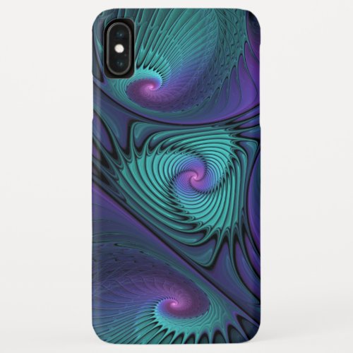 Purple meets Turquoise modern abstract Fractal Art iPhone XS Max Case