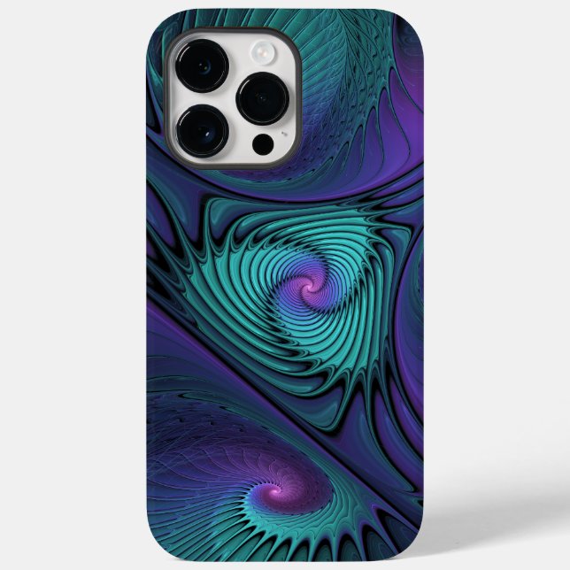 Purple Meets Turquoise Modern Abstract Fractal Art Case-Mate iPhone Case (Back)