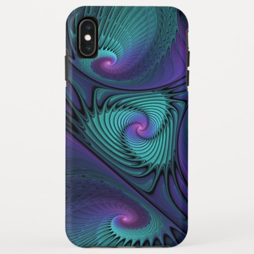 Purple meets Turquoise modern abstract Fractal Art iPhone XS Max Case