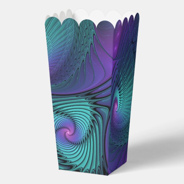 Purple meets Turquoise modern abstract Fractal Art Favor Boxes (Front)
