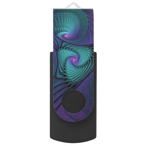 Purple meets Turquoise modern abstract Fractal Art Flash Drive