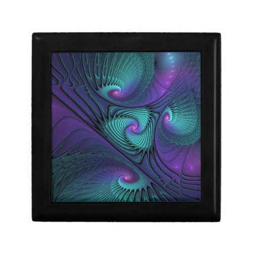 Purple Meets Turquoise Modern Abstract Fractal Art Gift Box