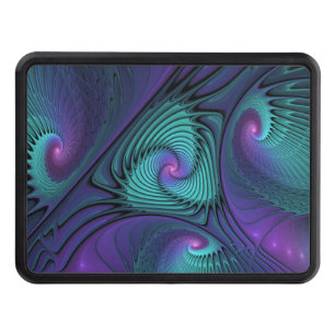 Purple Meets Turquoise Modern Abstract Fractal Art Hitch Cover