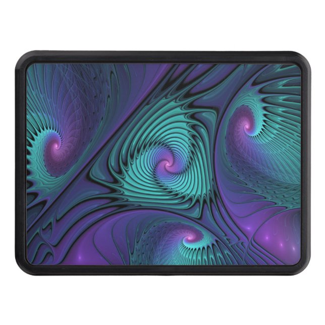 Purple Meets Turquoise Modern Abstract Fractal Art Hitch Cover (Front)