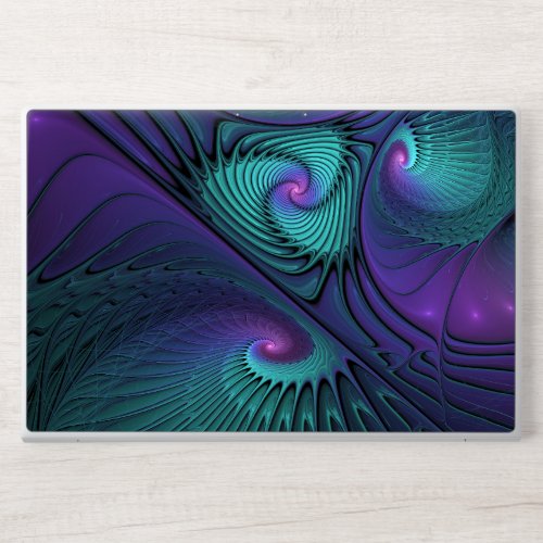 Purple meets Turquoise modern abstract Fractal Art HP Laptop Skin