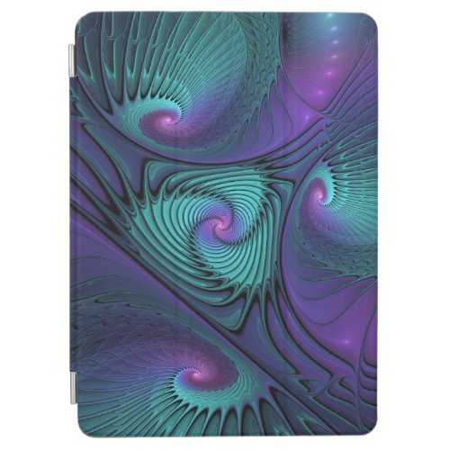 Purple meets Turquoise modern abstract Fractal Art iPad Air Cover