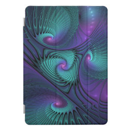 Purple Meets Turquoise Modern Abstract Fractal Art iPad Pro Cover