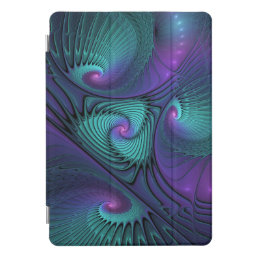 Purple meets Turquoise modern abstract Fractal Art iPad Pro Cover