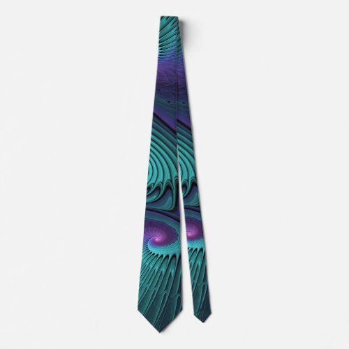 Purple meets Turquoise modern abstract Fractal Art Neck Tie