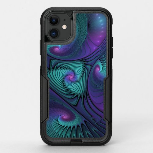 Purple Meets Turquoise Modern Abstract Fractal Art OtterBox Commuter iPhone 11 Case