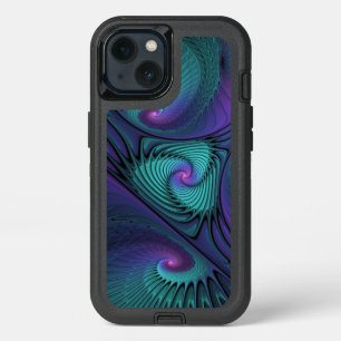 Purple Meets Turquoise Modern Abstract Fractal Art iPhone 13 Case