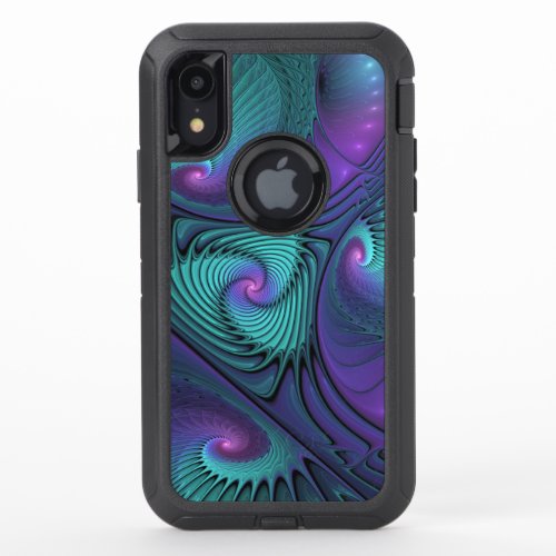 Purple meets Turquoise modern abstract Fractal Art OtterBox Defender iPhone XR Case