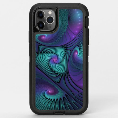 Purple Meets Turquoise Modern Abstract Fractal Art OtterBox Defender iPhone 11 Pro Max Case