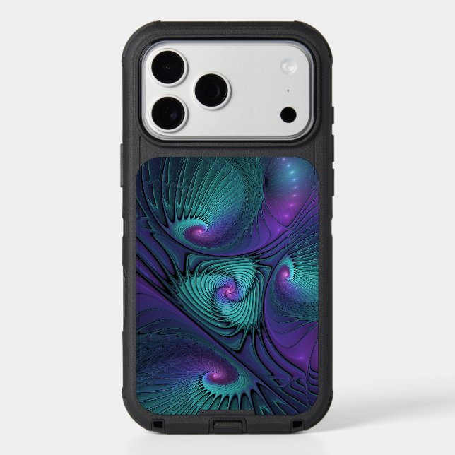Purple Meets Turquoise Modern Abstract Fractal Art Otterbox iPhone Case (Back)