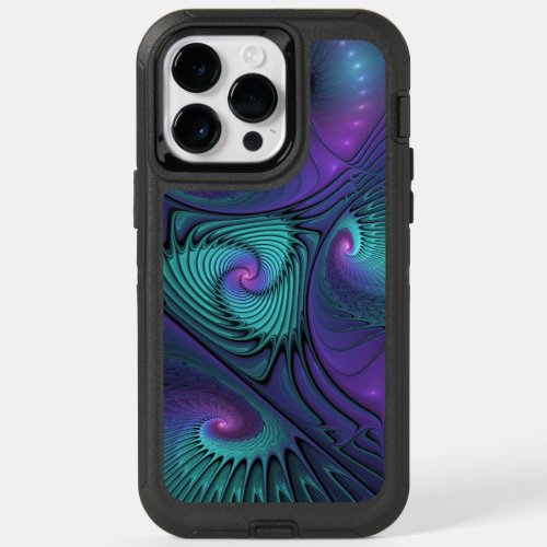 Purple Meets Turquoise Modern Abstract Fractal Art OtterBox iPhone 14 Pro Max Case