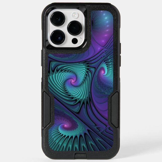 Purple Meets Turquoise Modern Abstract Fractal Art Otterbox iPhone Case (Back)