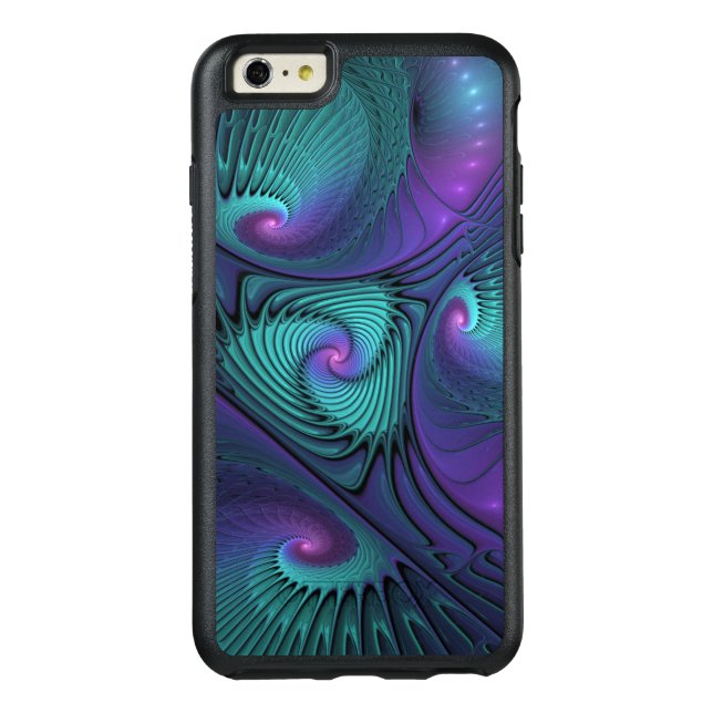 Purple meets Turquoise modern abstract Fractal Art Otterbox iPhone Case (Back)