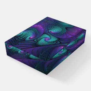 Purple Meets Turquoise Modern Abstract Fractal Art Paperweight