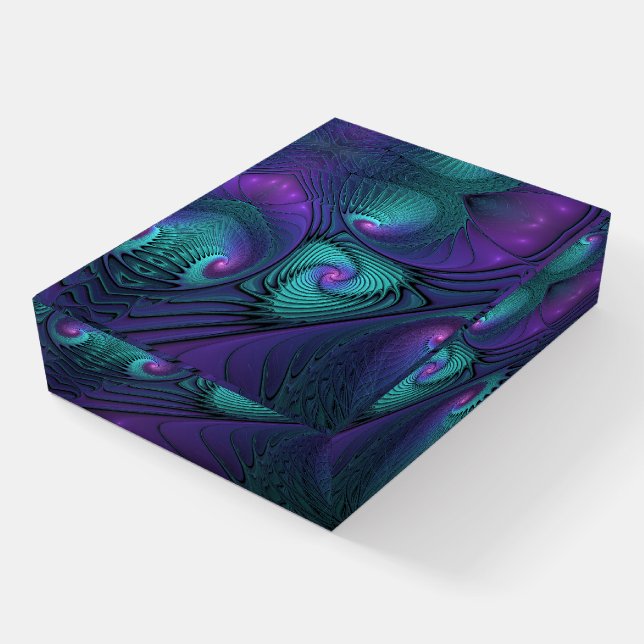 Purple Meets Turquoise Modern Abstract Fractal Art Paperweight (Angled)