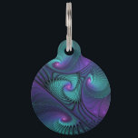 Purple meets Turquoise modern abstract Fractal Art Pet ID Tag<br><div class="desc">Fractal Art,  modern and abstract.
Design for your pet tag and more.</div>