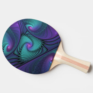 Purple meets Turquoise modern abstract Fractal Art Ping-Pong Paddle