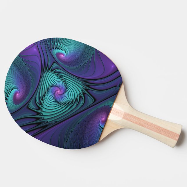 Purple meets Turquoise modern abstract Fractal Art Ping-Pong Paddle (Side)