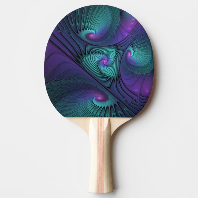 Purple meets Turquoise modern abstract Fractal Art Ping Pong Paddle (Front)