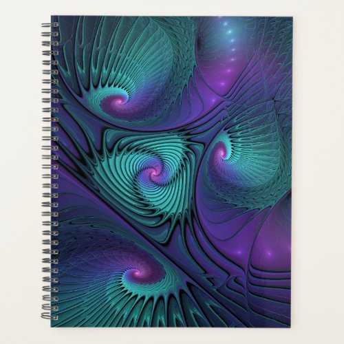 Purple Meets Turquoise Modern Abstract Fractal Art Planner