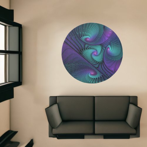 Purple meets Turquoise modern abstract Fractal Art Rug