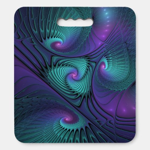 Purple Meets Turquoise Modern Abstract Fractal Art Seat Cushion