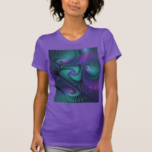 Purple meets Turquoise modern abstract Fractal Art T-Shirt