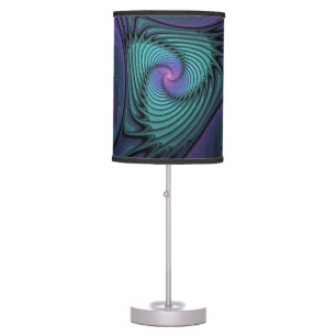Purple Meets Turquoise Modern Abstract Fractal Art Table Lamp