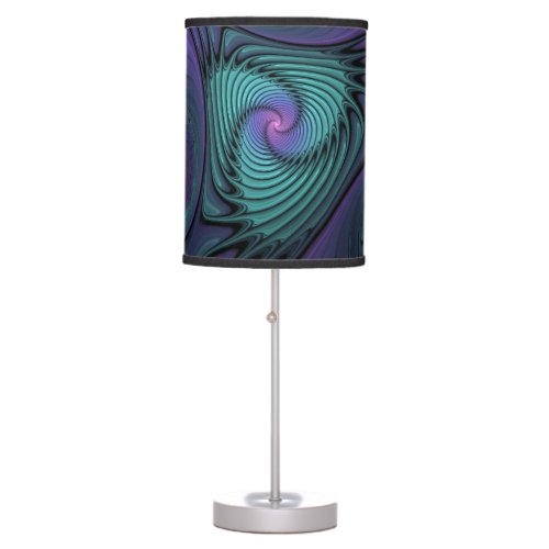 Purple Meets Turquoise Modern Abstract Fractal Art Table Lamp