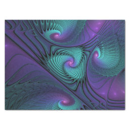Purple meets Turquoise modern abstract Fractal Art Tissue Paper
