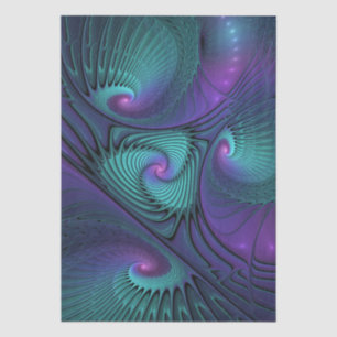 Purple meets Turquoise modern abstract Fractal Art Tissue Paper