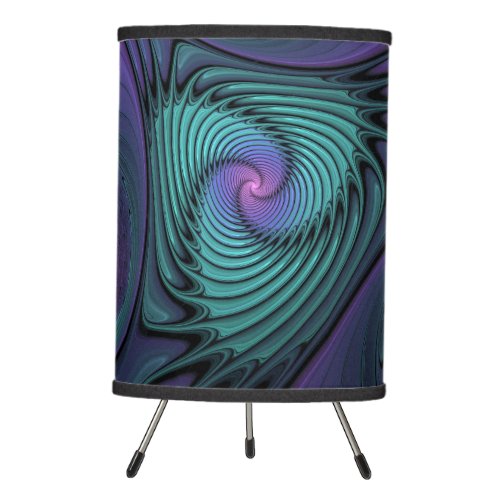 Purple Meets Turquoise Modern Abstract Fractal Art Tripod Lamp
