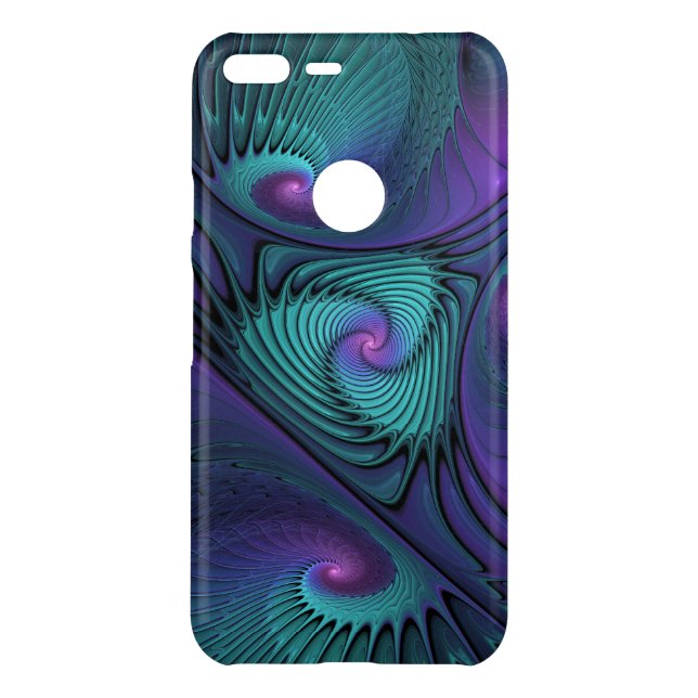 Purple meets Turquoise modern abstract Fractal Art Uncommon Google Pixel XL Case (Back)