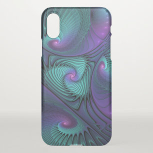 Purple meets Turquoise modern abstract Fractal Art iPhone X Case