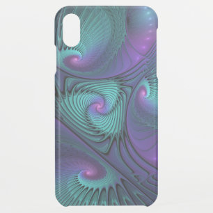 Purple meets Turquoise modern abstract Fractal Art iPhone XS Max Case