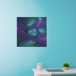 Purple Meets Turquoise Modern Abstract Fractal Art Wall Decal
