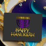 Purple Menorah Flames Happy Hanukkah Card<br><div class="desc">Holiday themed items designed by Umua. Printed and shipped by Zazzle or their affiliates.</div>