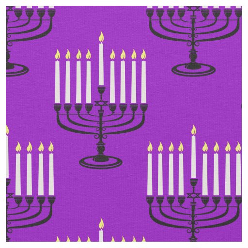 purple menorah hanukkah jewish print fabric