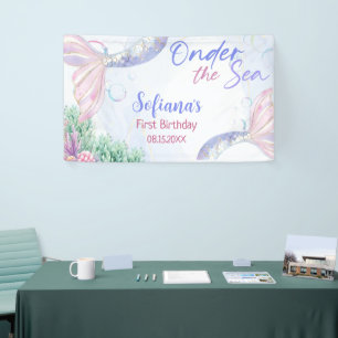 Purple Mermaid 1st Birthday Oneder the Sea Banner