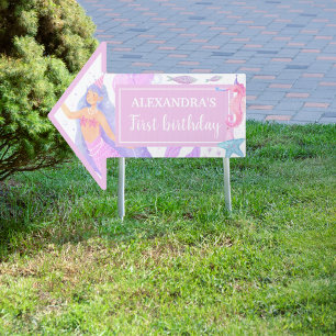 Purple Mermaid 1st Birthday Under The Sea Party Sign