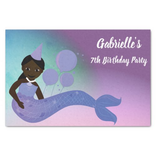 Purple Mermaid African American Birthday Tissue Paper