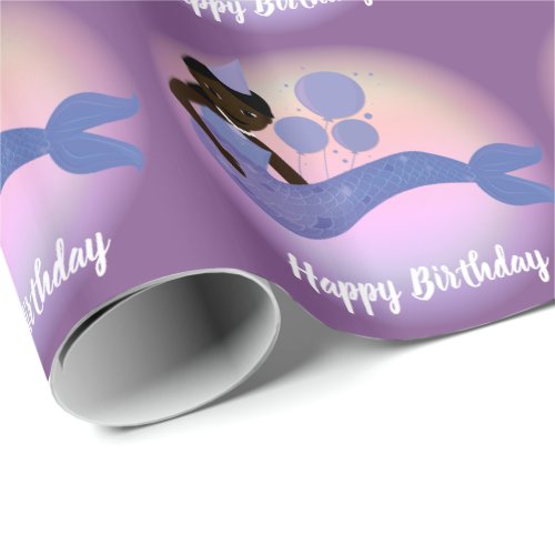 Purple Mermaid African American Wrapping Paper